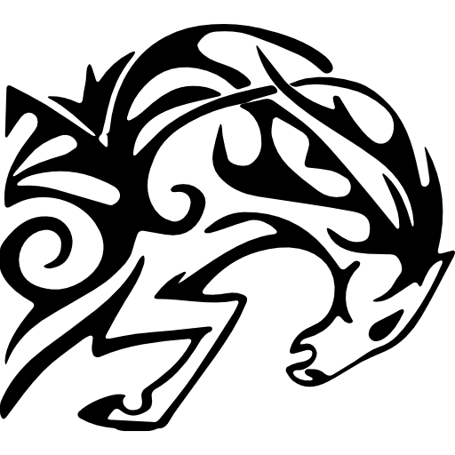 Horse with ornamental horsehair horsehair artistic design icon