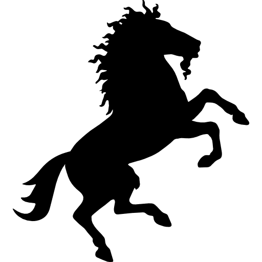 Horse wild black shape on back paws shape animal black icon