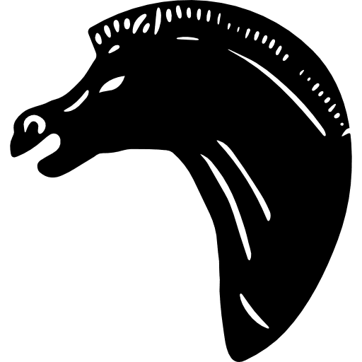 Horse head facing the left silhouette with white details horses horse silhouette side view icon