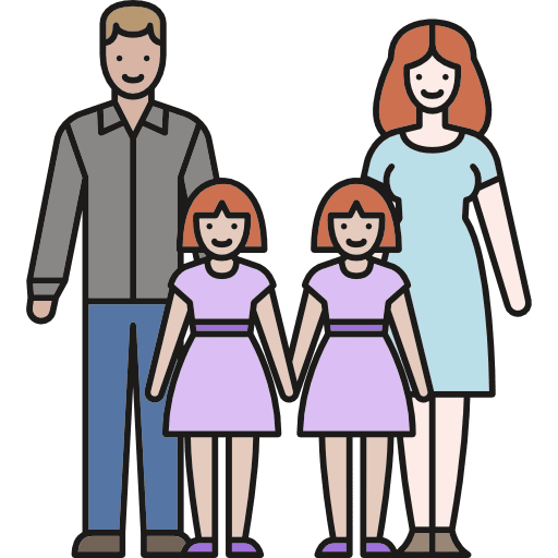 Family daughters father twins icon Family daughters father twins icon