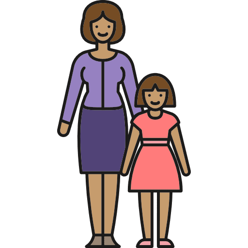 Single mother love woman daughter icon