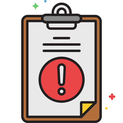 Information exclamation clipboard document icon