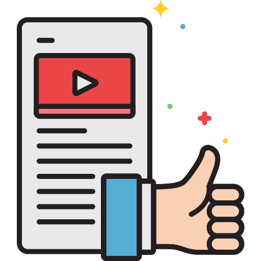 Positive review video player play button positive icon