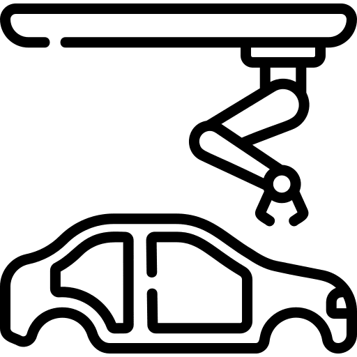 Car manufacturing electronics conveyor factory icon