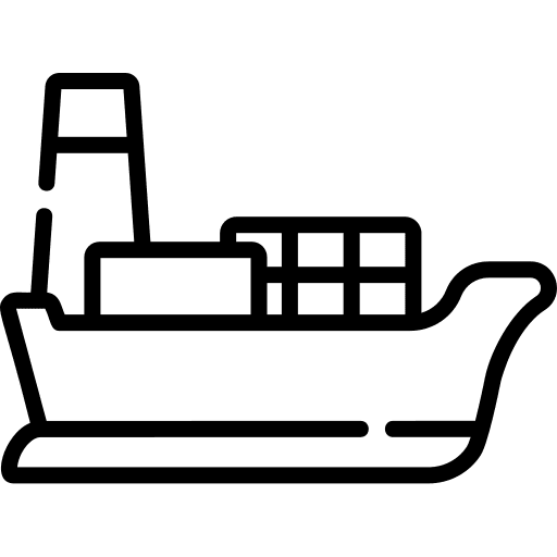 Cargo travelling boat global distribution icon