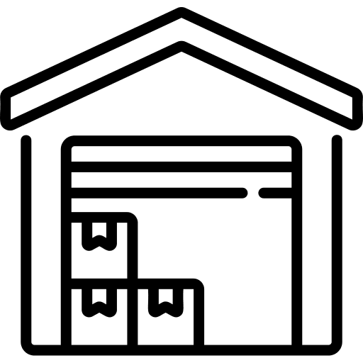 Warehouse packaging box buildings icon