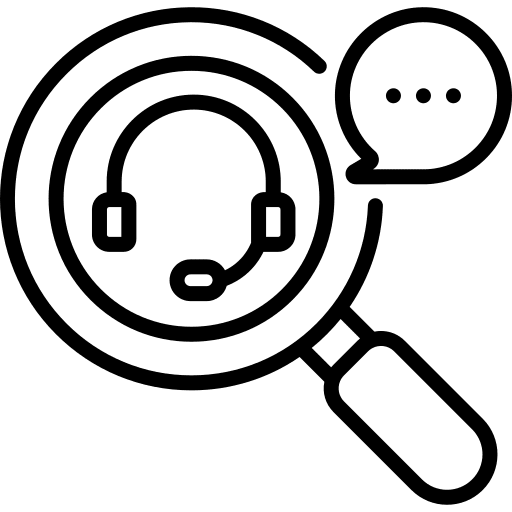 Call center agent magnifying glass find commerce and shopping icon