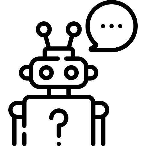Robot headset chat bubble robot icon