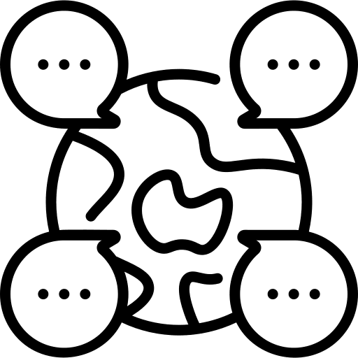 Global social media commerce and shopping chat bubble icon