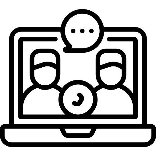 Video call commerce and shopping customer support laptop icon