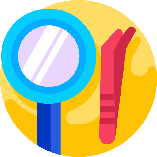 Laboratory magnifying glass tools lab icon