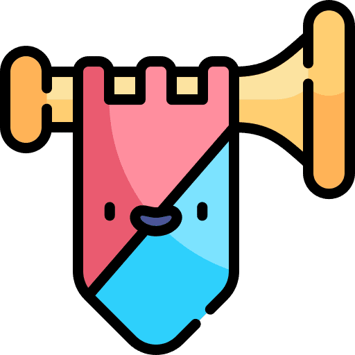 Trumpet medieval emblem garlands icon