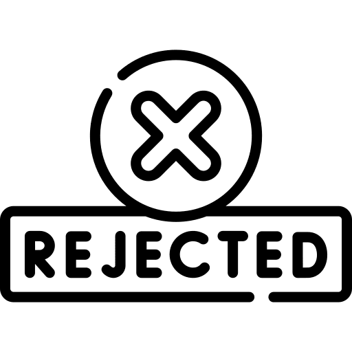 Rejected disapproval quality control shipping and delivery icon