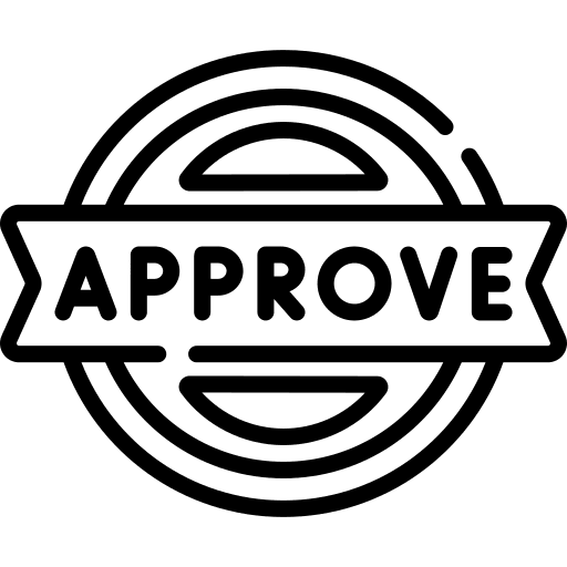 Approve quality control validity shipping and delivery icon