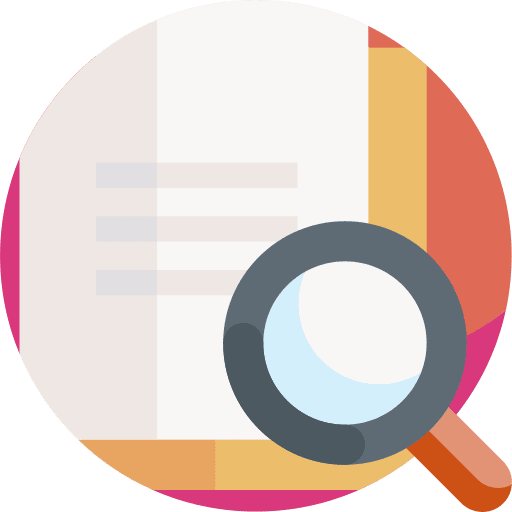 Search magnifying glass details audit icon