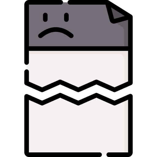 Broken document file damaged icon