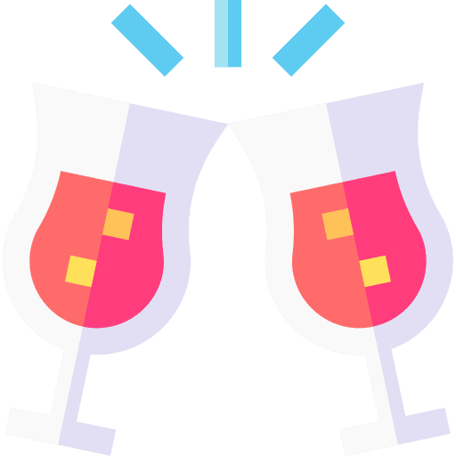 Toast party food and restaurant celebration icon