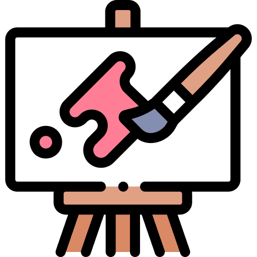 Painting hobbies easel painting icon