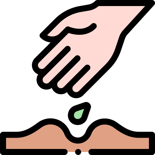 Planting gesture garden soil icon