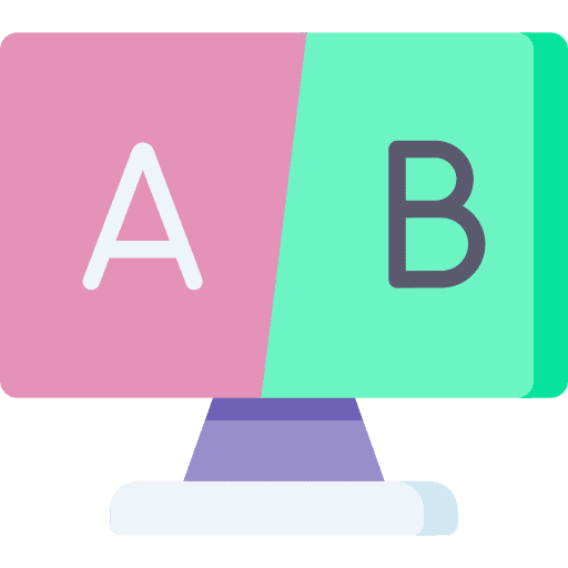 Ab testing desktop computer seo and web comparison icon