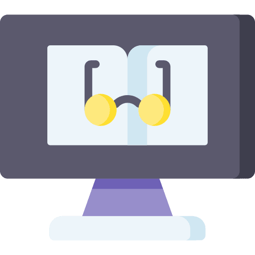 Reading glasses book screen icon Reading glasses book screen icon