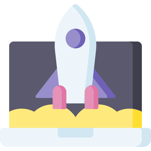 Startup computer seo and web rocket icon Startup computer seo and web rocket icon