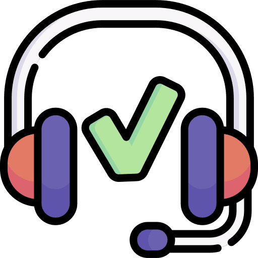 Call center agent customer service tick communications icon