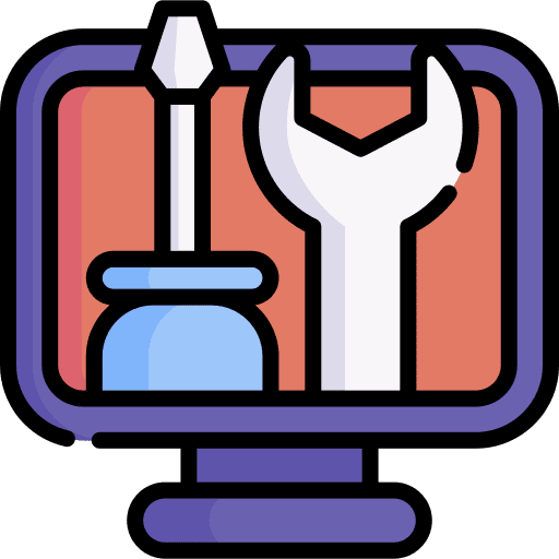 Web maintenance screwdriver construction and tools monitor icon