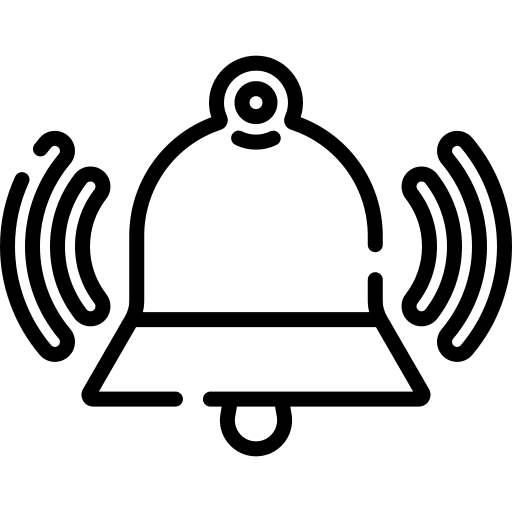 Bell time and date alarm music icon