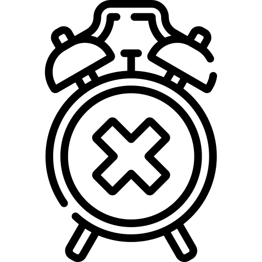 Alarm clock time remove cross mark icon