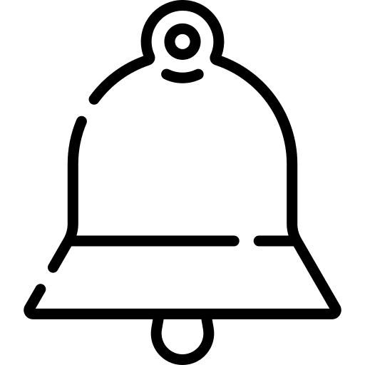 Bell alarm time and date notification icon