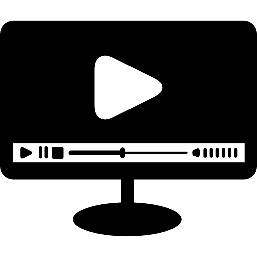 Video on a computer monitor technological screen play button icon