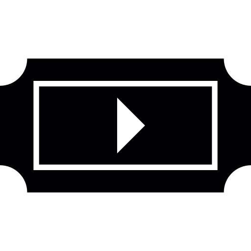 Ticket with play simbol movies films controls icon