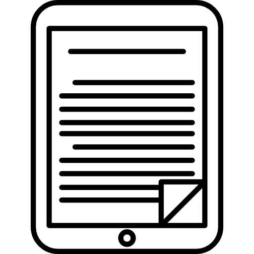 Ebook on tablet reader reading book icon