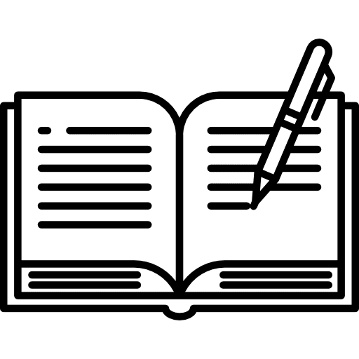 Writing book with pen studying study education icon