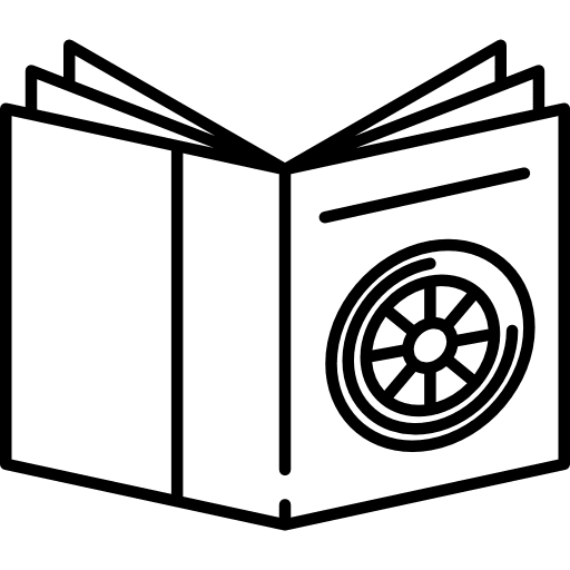 Automotive magazine magazines library wheel icon