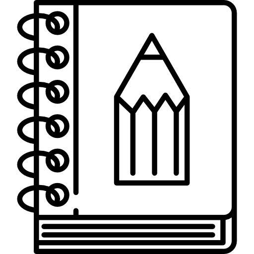 Sketchbook with pencil workbook draw notepad icon