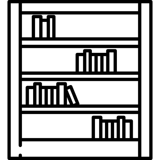 Bookshelf with books school material library libraries icon