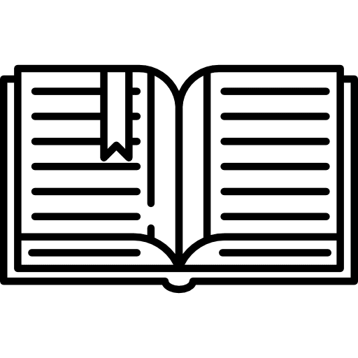 Open book with bookmark reader reading books icon