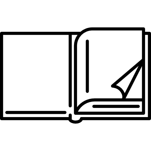 Open book with one page folded reader library study icon