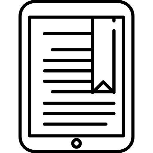Ereader with bookmark library reading technology icon