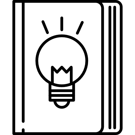 Inspiration book light bulb school library icon