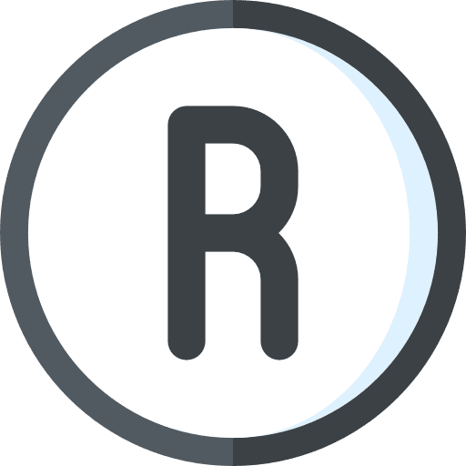 Registered circle sign r icon