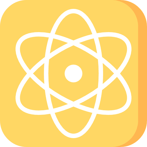 Physics science shapes and symbols electron icon