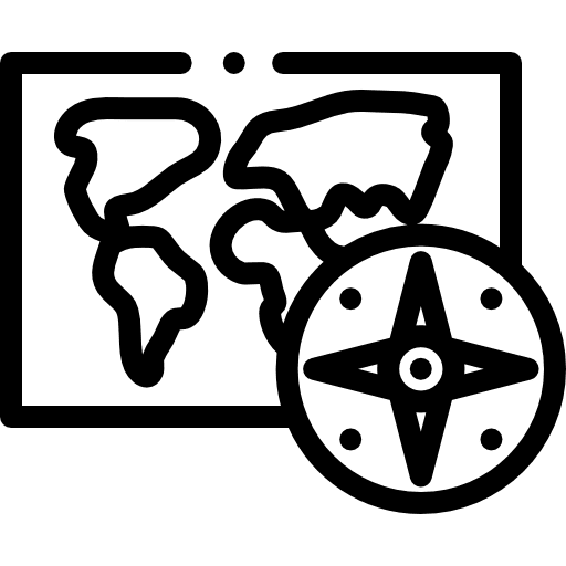 World map geography wind rose map icon