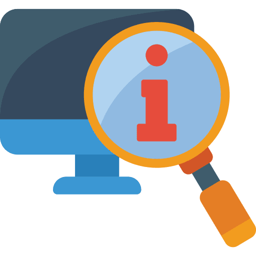 Info info search magnifying glass icon