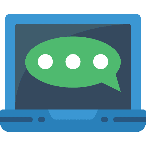 Laptop computer speech bubble chat icon