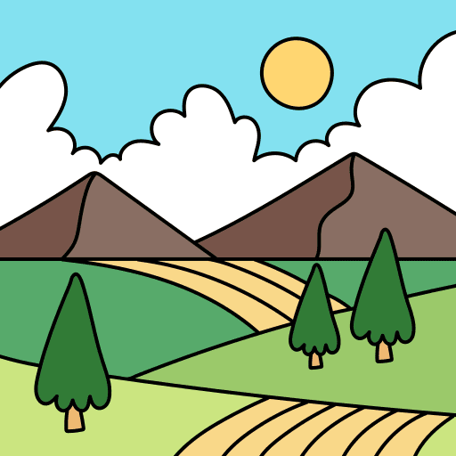 Landscape fields scenery outdoors icon