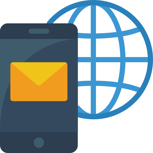 Smartphone earth grid mobile phone communications icon