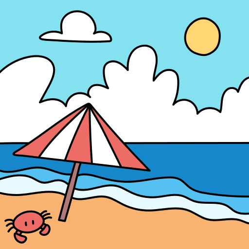 Beach nature landscape summertime icon